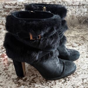 Louise et Cie Black Fur Heeled Boots
